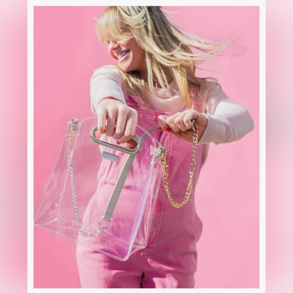 Packed Party Clear Concert Bag, Gold Trim
